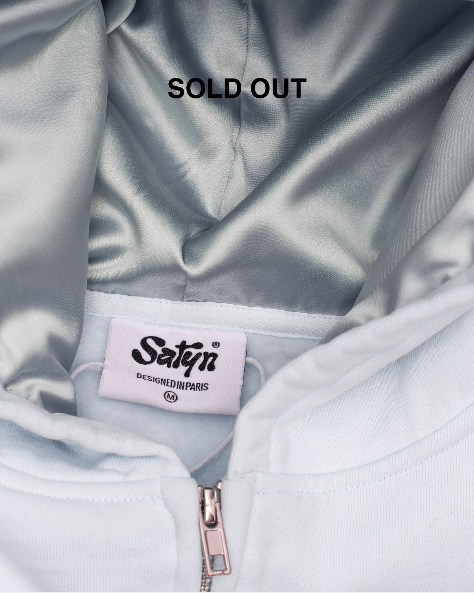 Hoodie met rits/satijn - Jetzwart