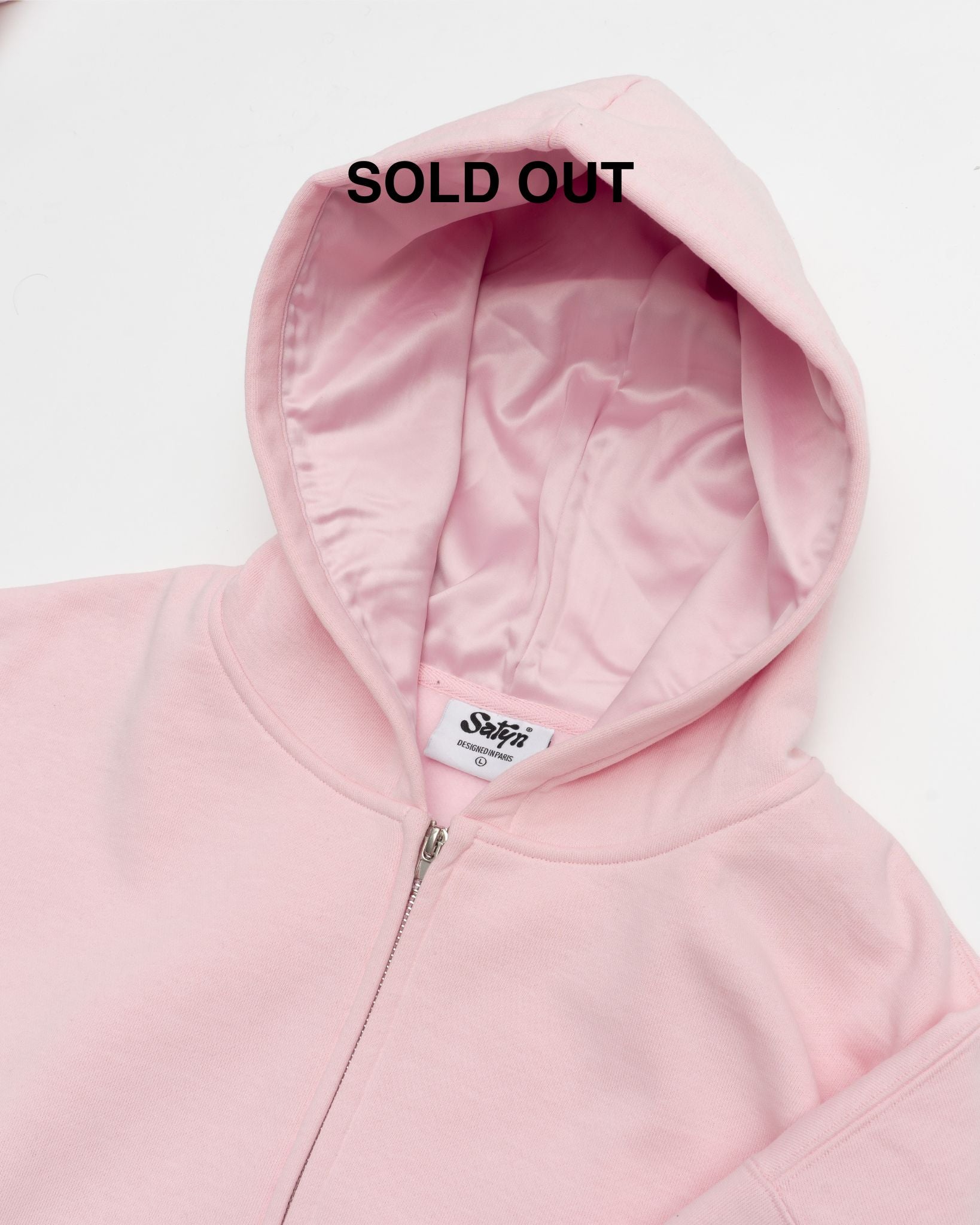 Hoodie met rits/satijn - Jetzwart