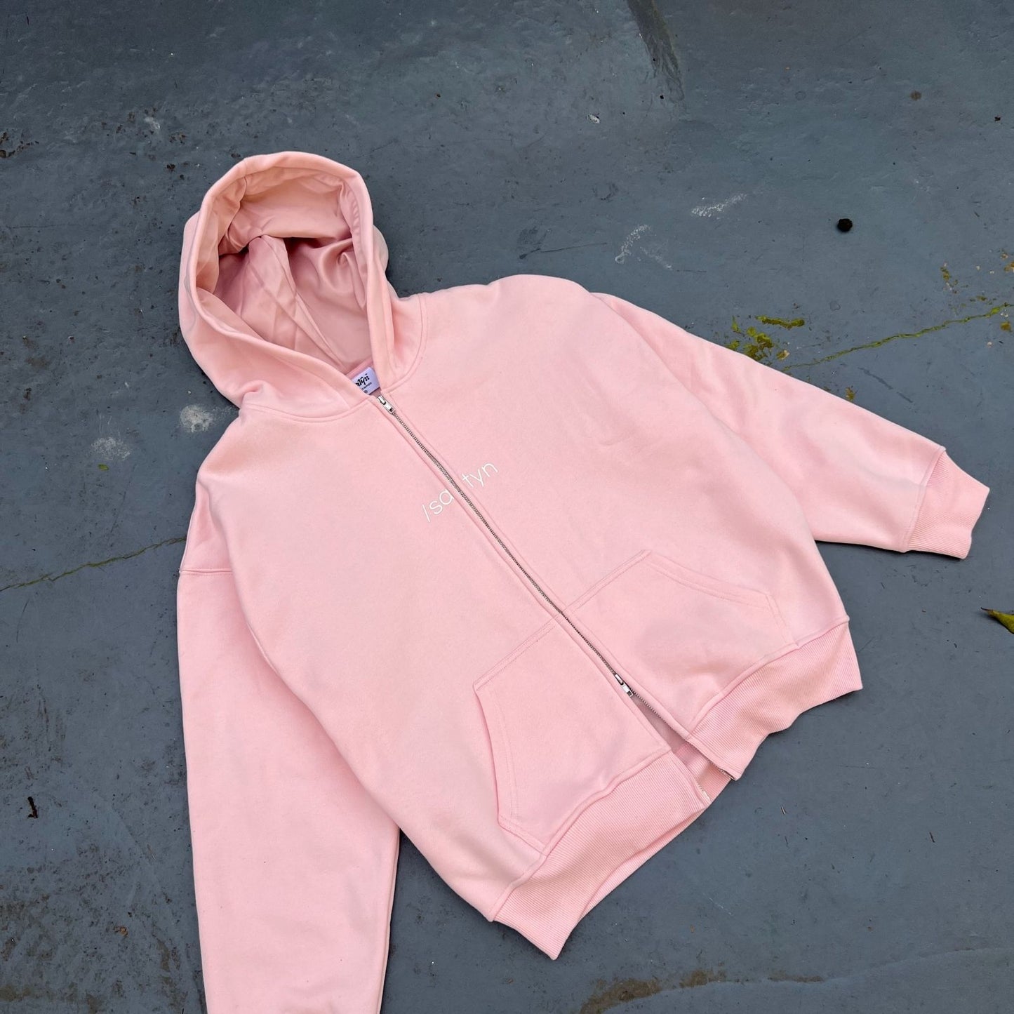 Hoodie Zip /satyn - Roze Evian - UITVERKOCHT