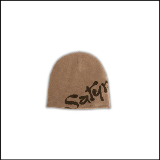 SatynBeanie Bruin - Satijn binnen