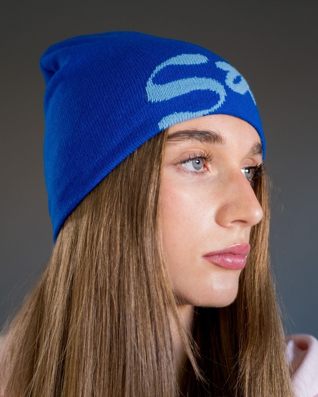 SatynBeanie Blue - Satijnen binnenkant