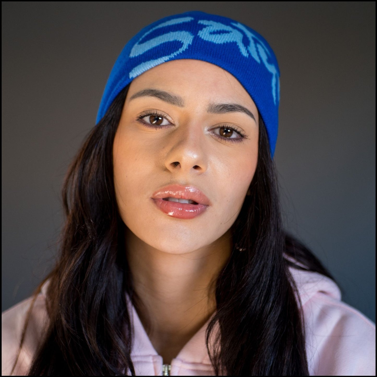 SatynBeanie Blue - Satijn binnen