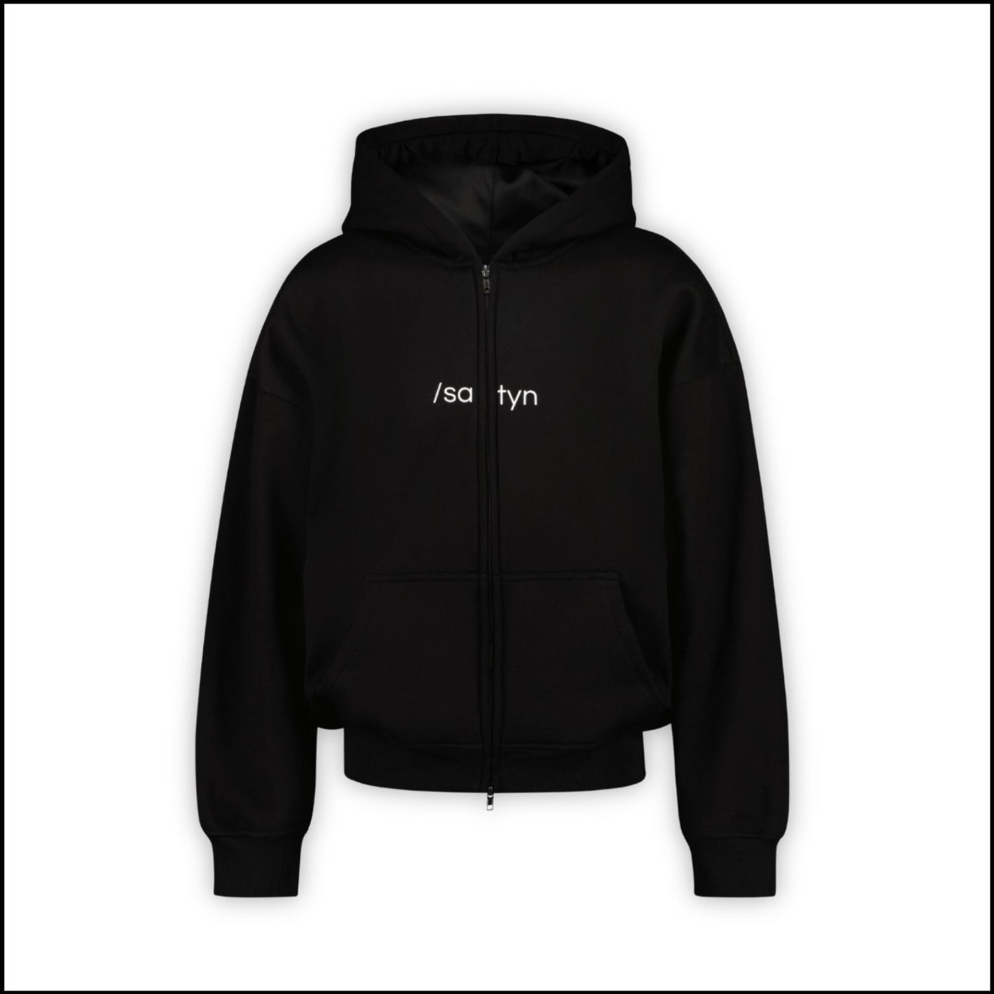 Hoodie Zip /satyn - Gitzwart