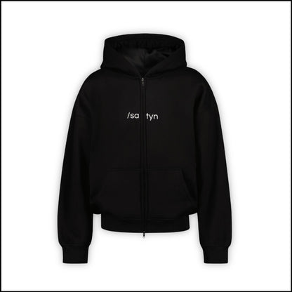 Hoodie Zip /satyn - Gitzwart