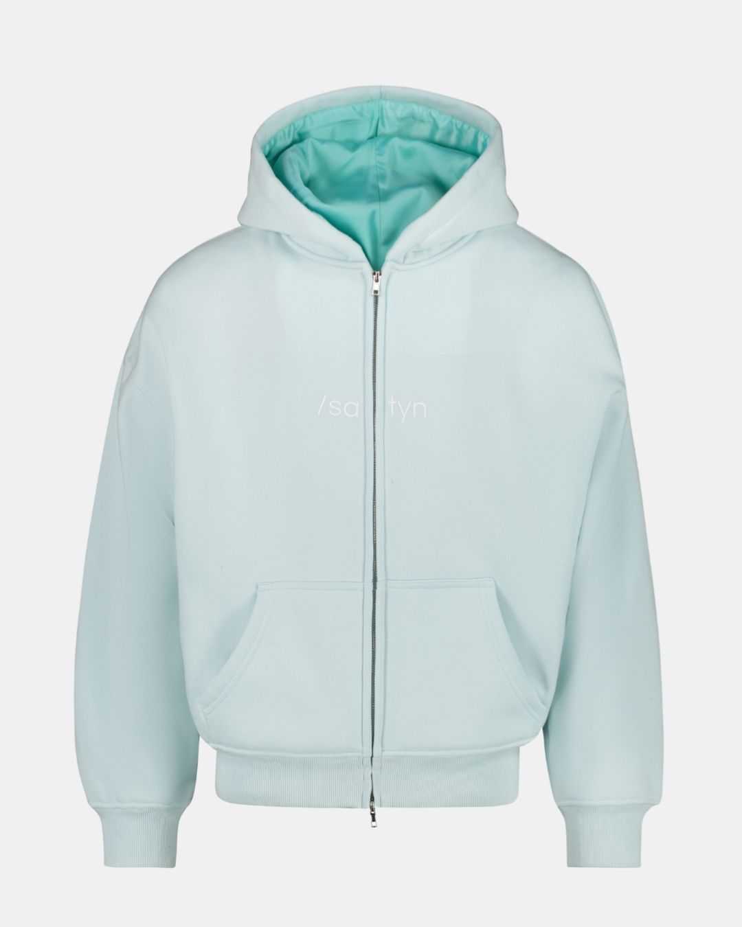 Hoodie Zip /satyn - Cyan AUSVERKAUFT